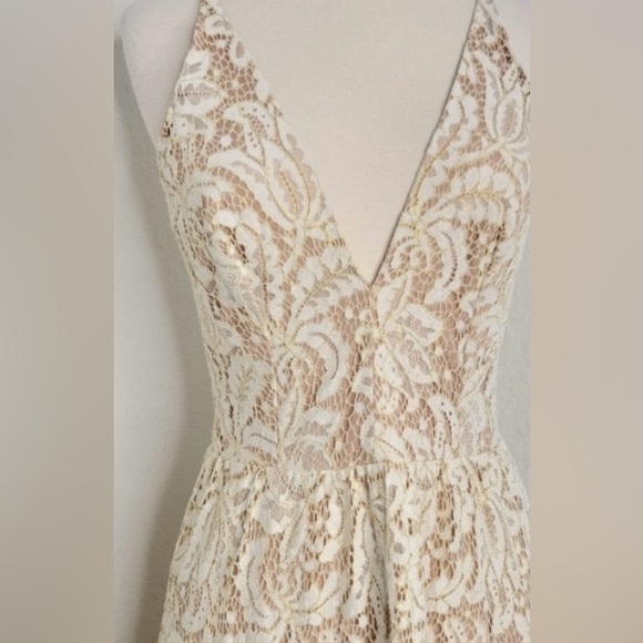 Dress the Population Melina Lace Gold & Ivory Maxi Dress - Picture 8 of 14